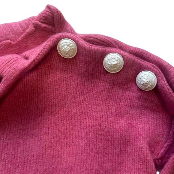 Zadig & Voltaire Alma Cashmere Turtleneck Knit Sweater Pink Buttons Thumbholes - Picture 5 of 13